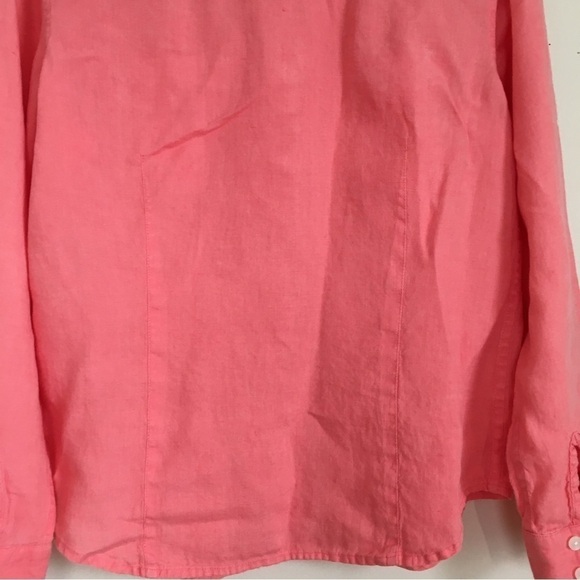 Talbots Linen Orange Button Up Long Sleeves Causal Relaxed Fit Shirt - Picture 6 of 14